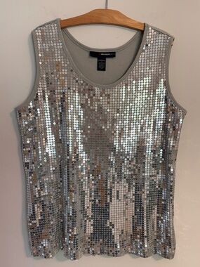 Denim 24/7 Silver Sequin Tank Top